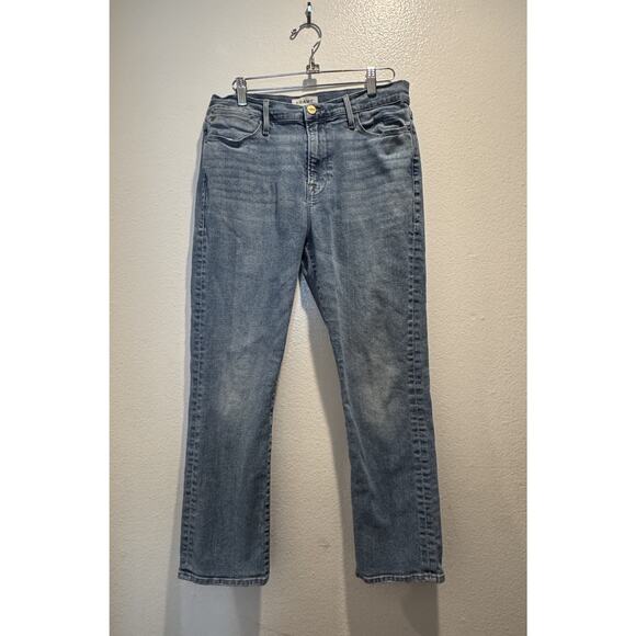 FRAME Denim - FRAME Le High Straight Jeans Women’s Size 30 High Rise Wash Denim Crop Zip READ